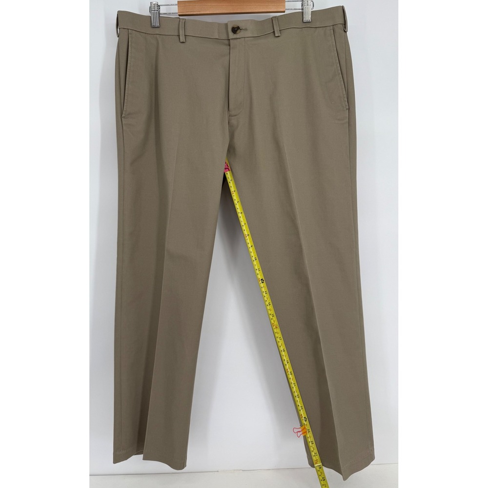 Haggar Mens Iron Free Khaki Dress Pants Tan Flat Front Stretch Sz 38x29 - Picture 4 of 12